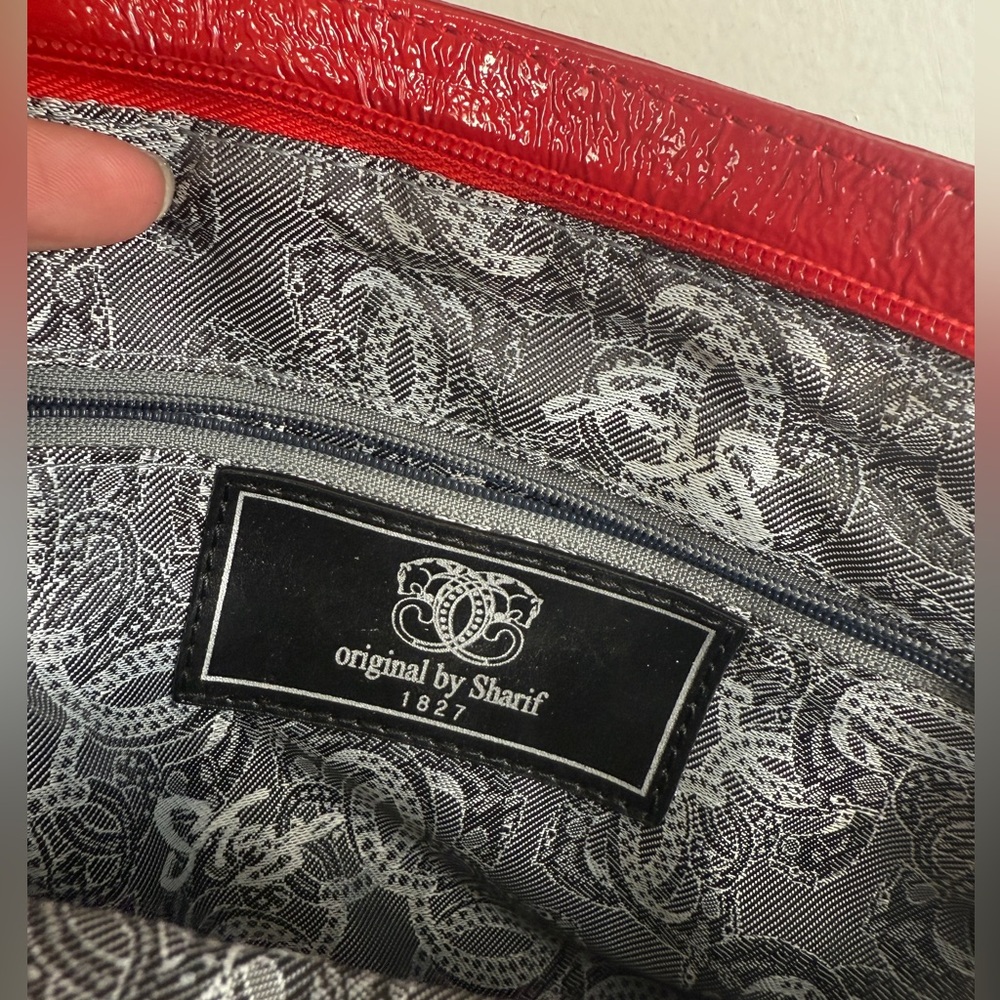 Original by Sharif Genuine leather rose and lady bug red and black clutch bag - Picture 7 of 16